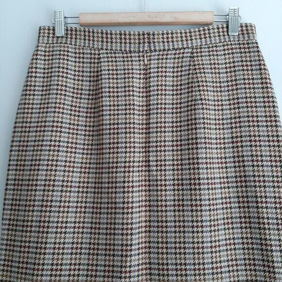 TALBOTS Classic Houndstooth Knee Length Pencil Skirt Sz 10 Flawed - Picture 8 of 13